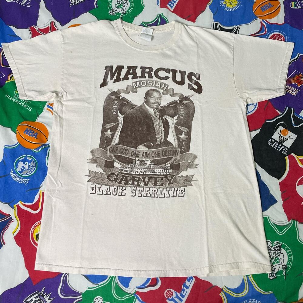 Y2K 2000s Marcus Garvey Mosiah Black Starline Mens Sz L T-Shirt History
